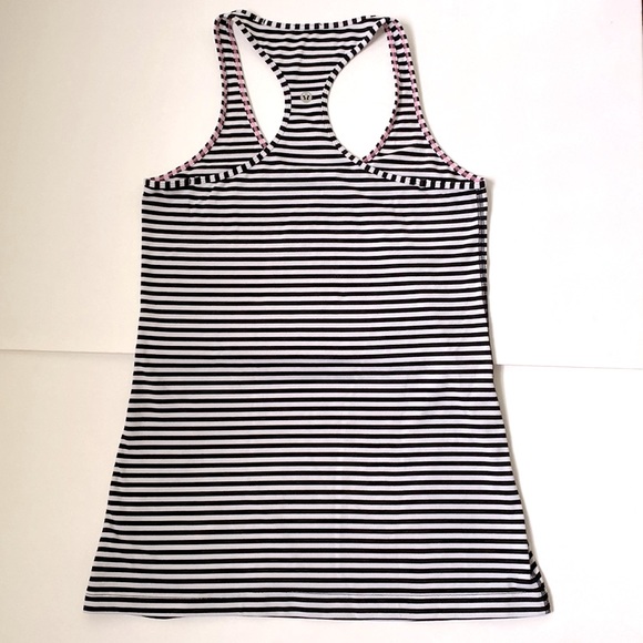Lululeman Cool Racerback classic Stripe Black/White Top - Picture 9 of 11